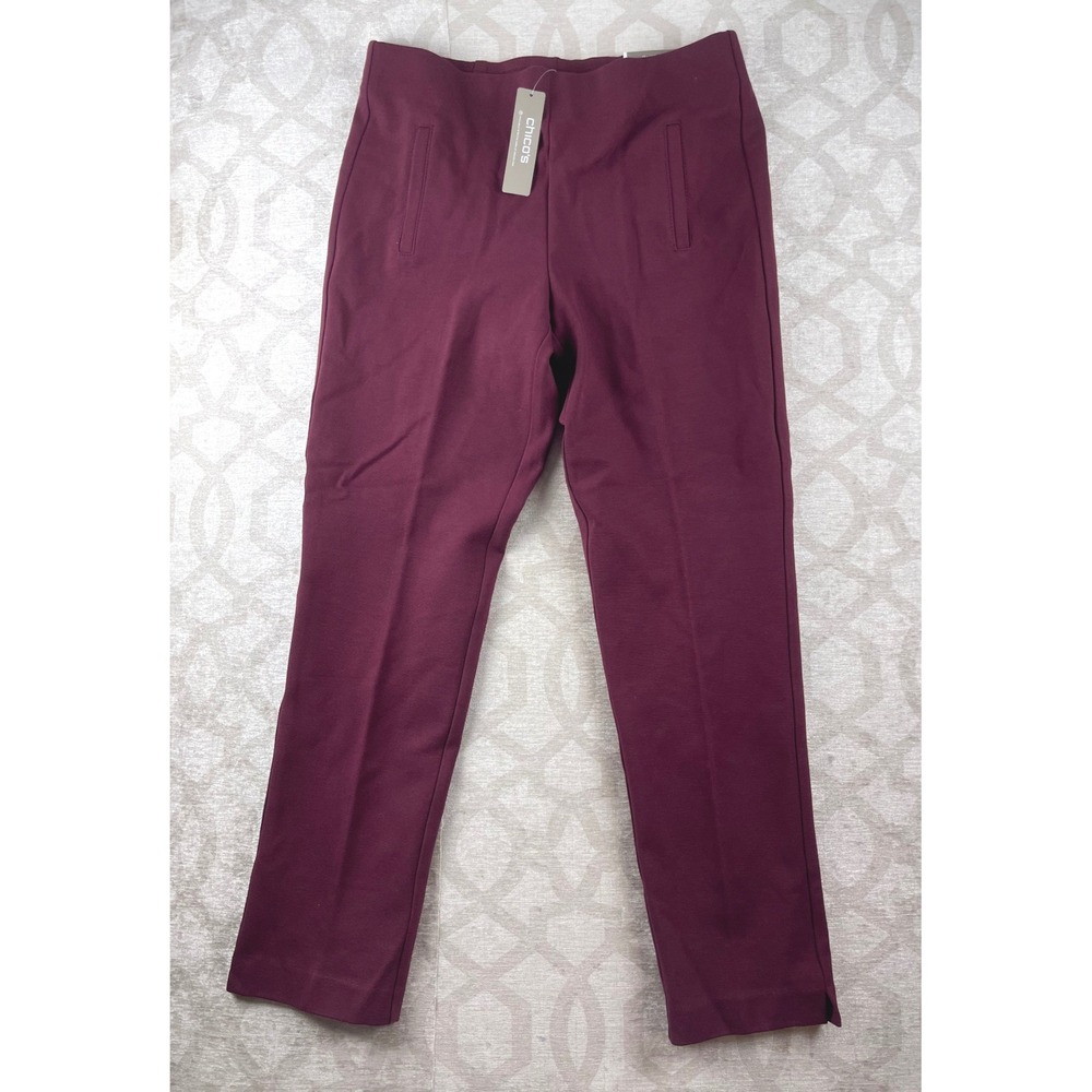 Chico's Juliet Ankle Pants Women 0.5 Small Burgundy New Ultimate Fit Ponte Slim